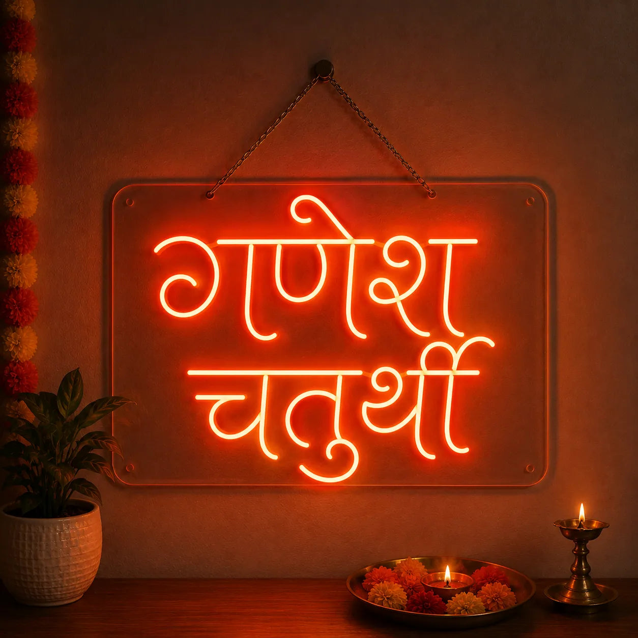Ganpati Festival LED Neon Sign for Temple & Home