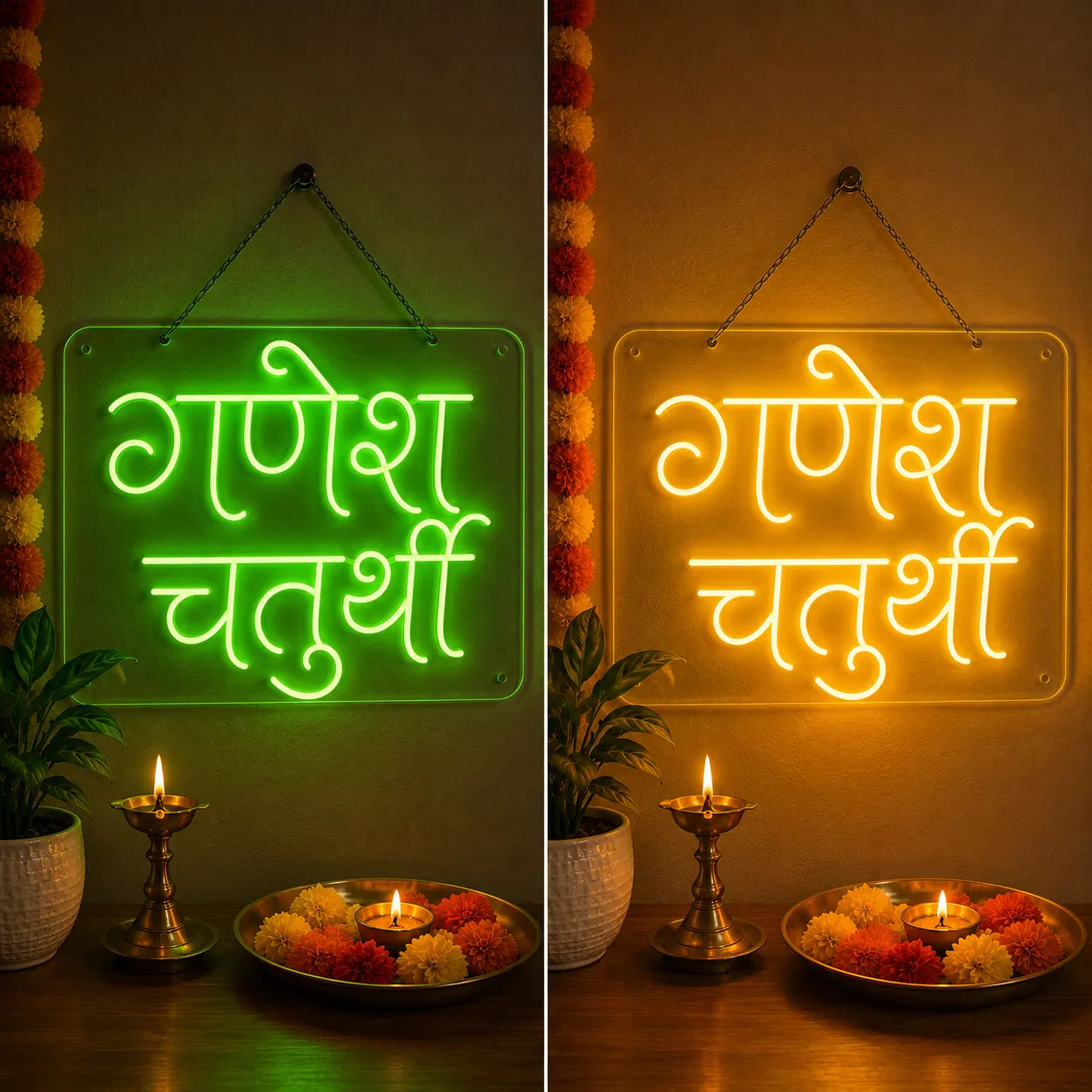 Ganpati Festival LED Neon Sign for Temple & Home