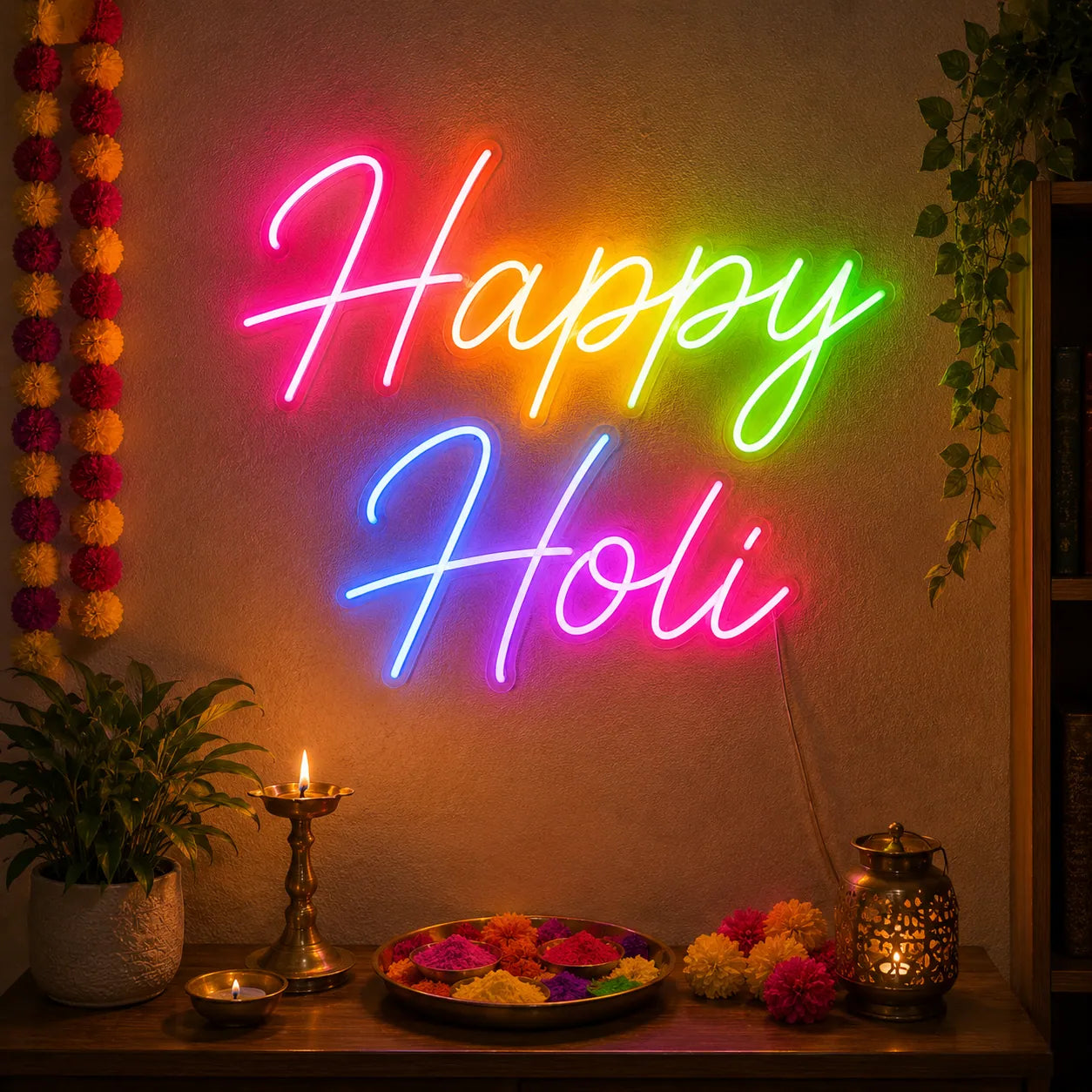 Decorative Holi Neon Sign for Festive Backdrops