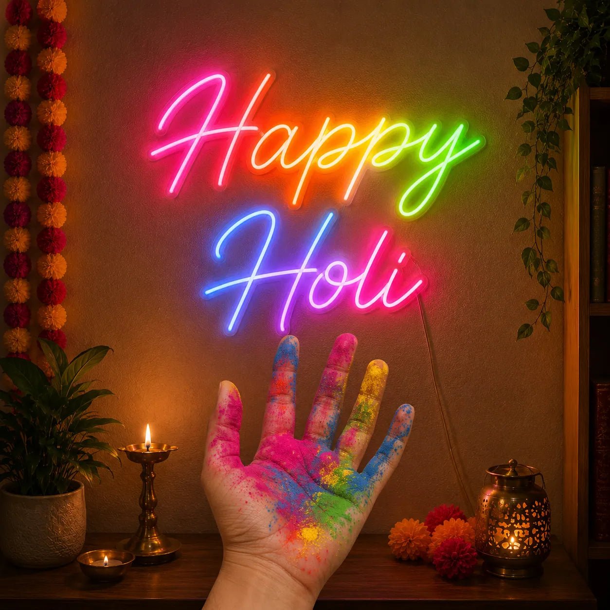 Decorative Holi Neon Sign for Festive Backdrops