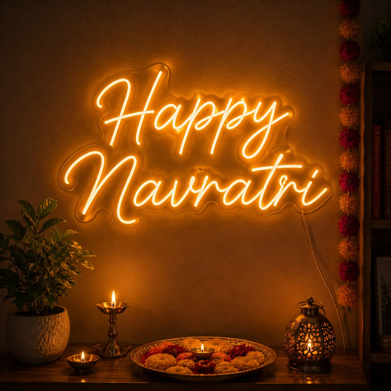 Happy Navratri Neon Light for Home, Temple & Events