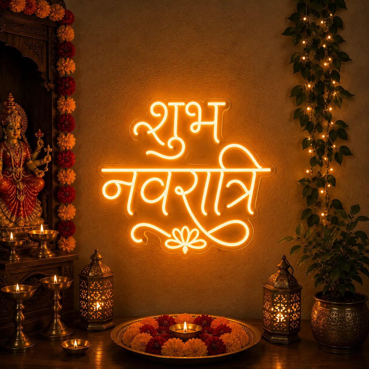 Shubh Navratri Neon Light for Temple & Festive Decor