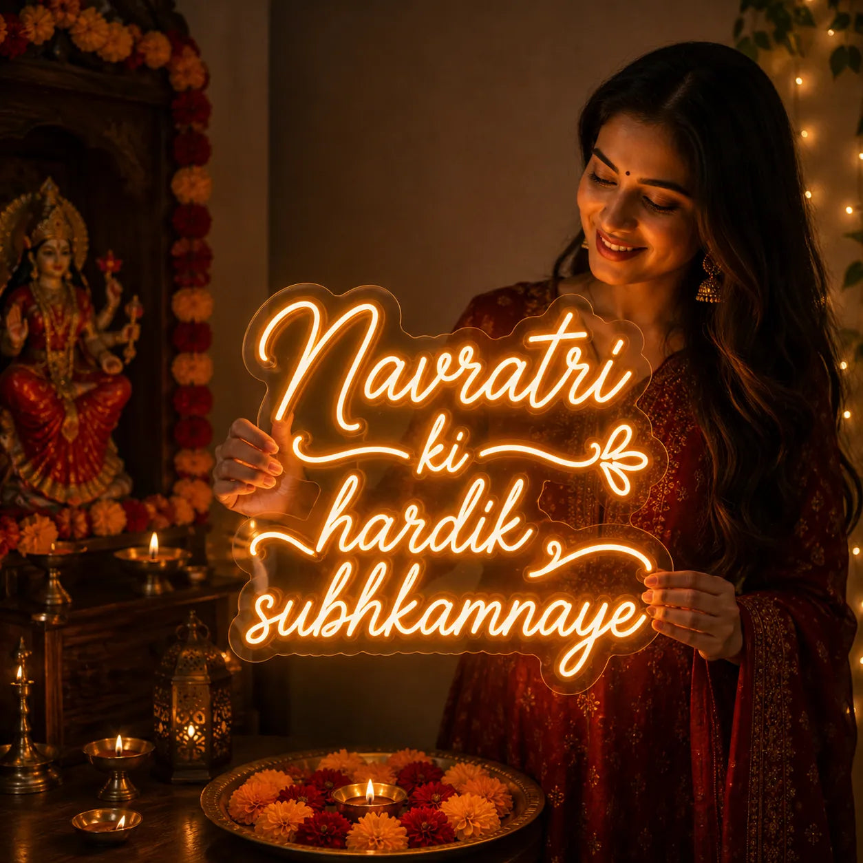 Navratri Ki Hardik Shubhkamnaye LED Neon Sign