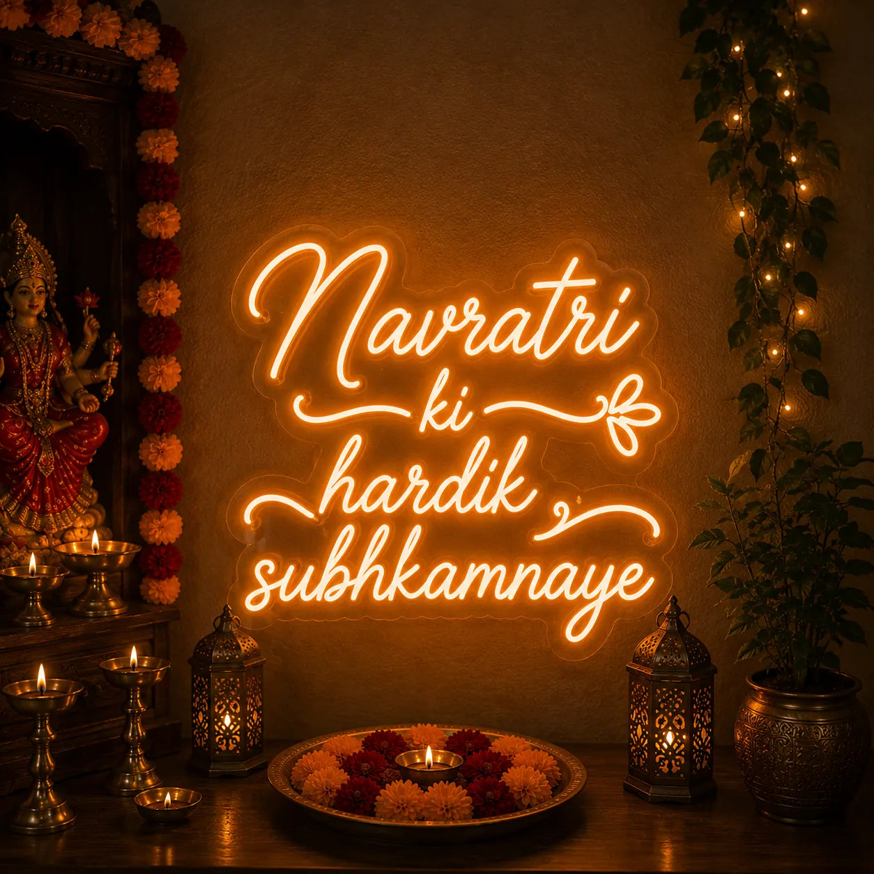 Navratri Ki Hardik Shubhkamnaye LED Neon Sign
