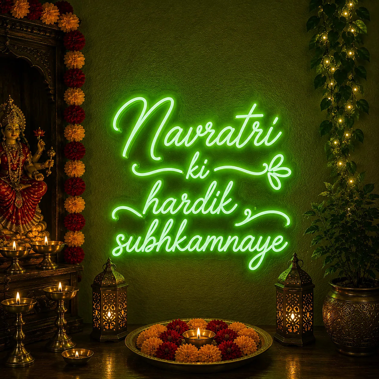 Navratri Ki Hardik Shubhkamnaye LED Neon Sign