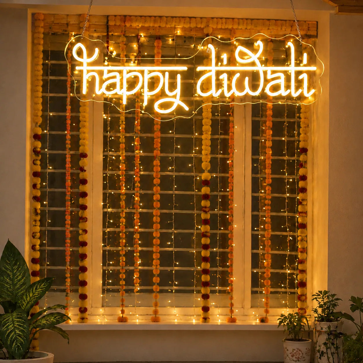 Happy Diwali LED Neon Sign for Festive Home Decoration