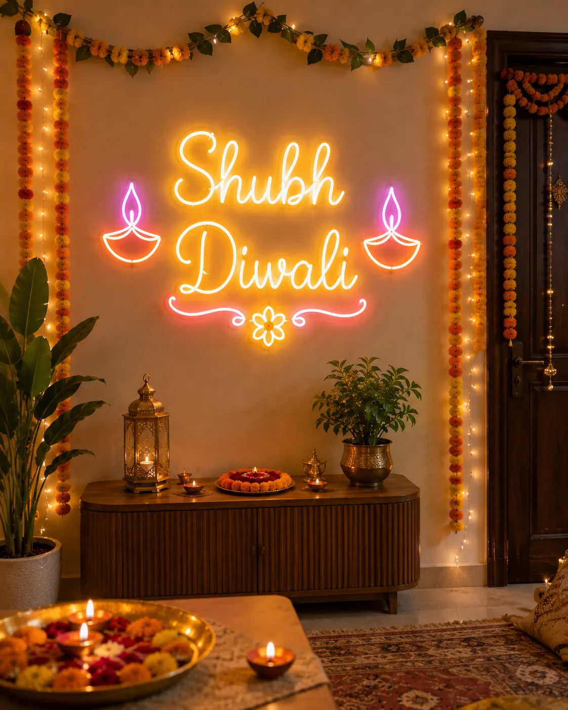 Shubh Diwali LED Neon Sign for Festive Home Decoration