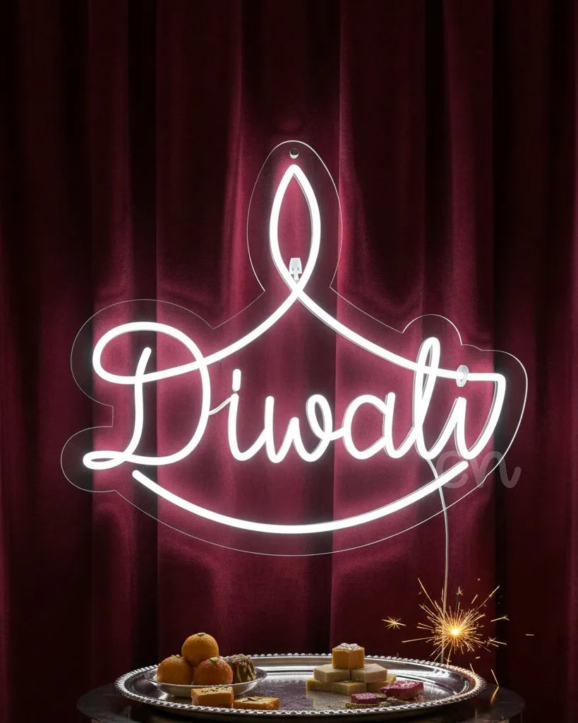 Diwali Celebration Neon Wall Light for Indian Festivals