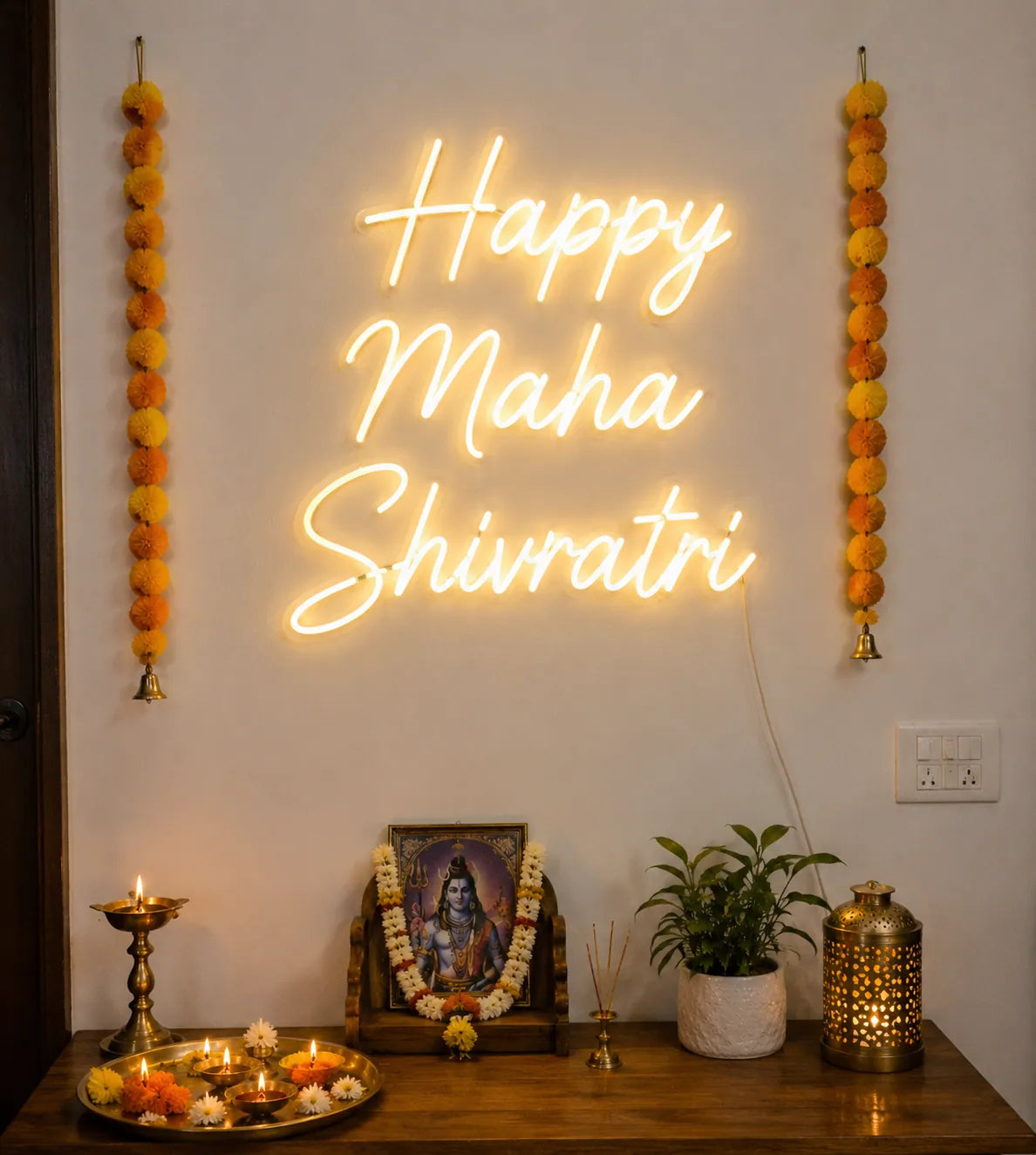 Traditional Maha Shivratri Neon Sign for Home & Prayer Room