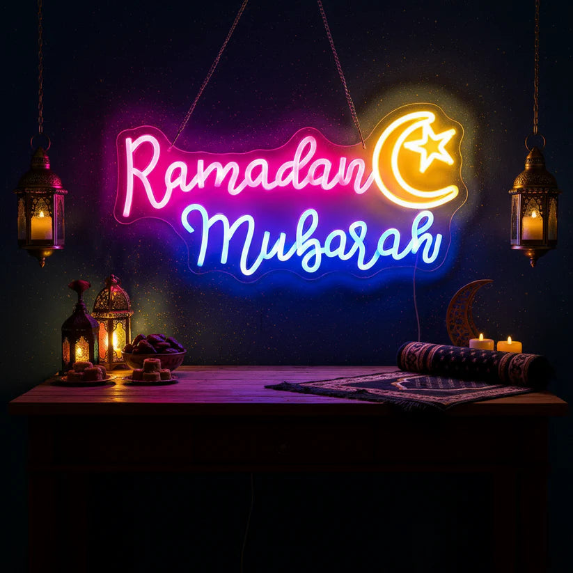 Ramadan Mubarak LED Neon Sign for Islamic Home Decor