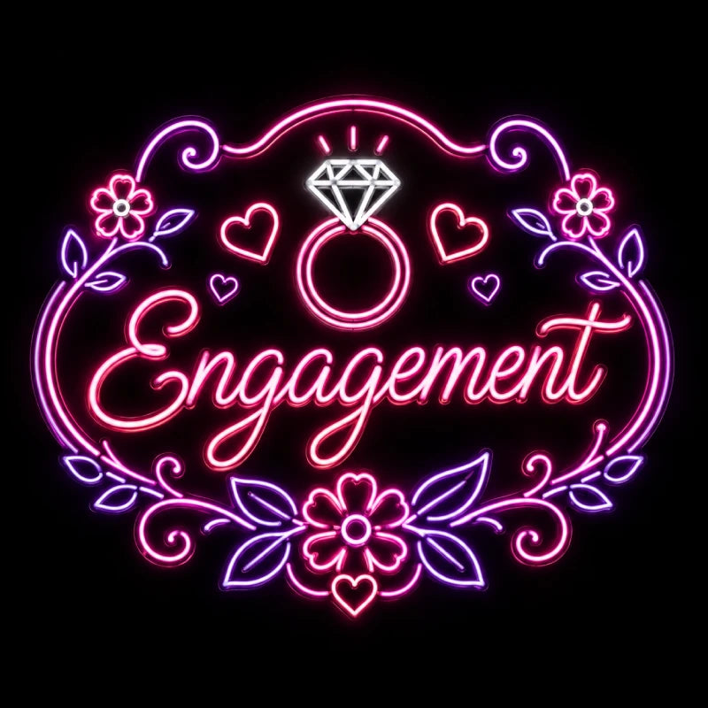Floral Frame Engagement Neon Sign