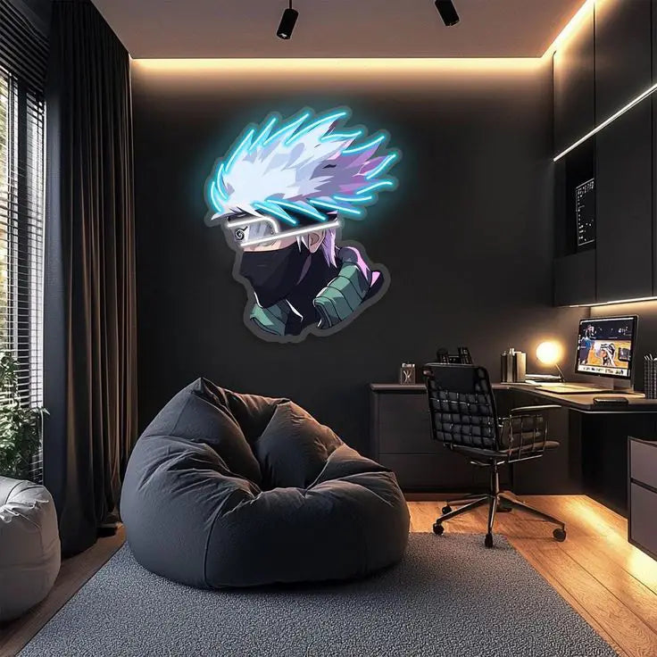 Masked Anime Ninja Neon Wall Art  For Game Room