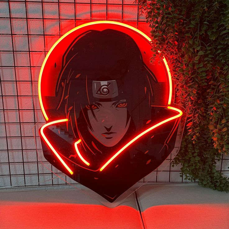 Anime Warrior Neon Wall Art itachi – Red Glow Edition Game room