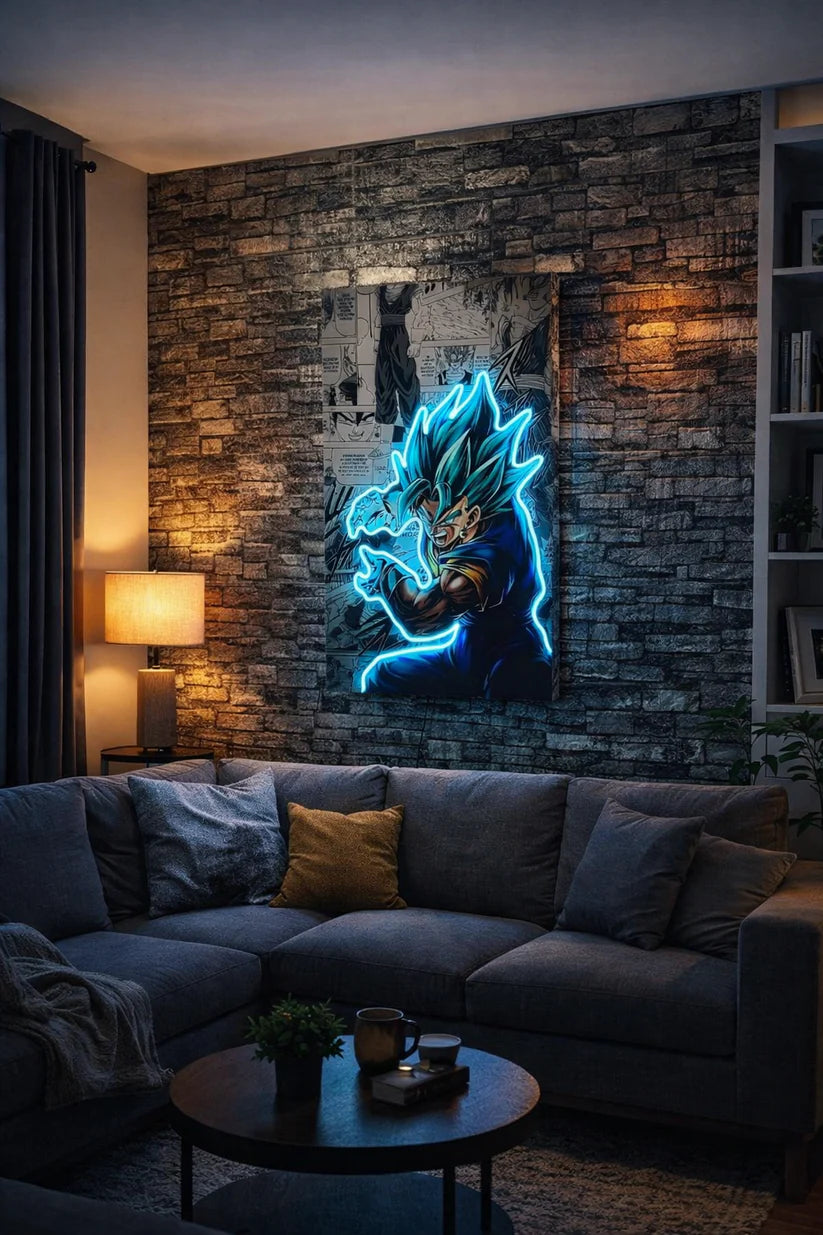 Vegito Blue Power Neon Wall Art – Anime LED Statement Light Game Room