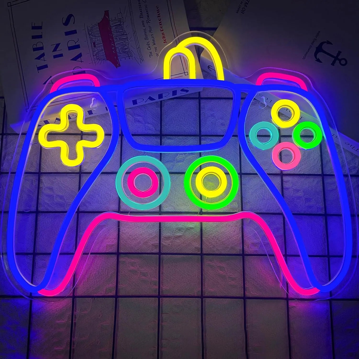 Colorful Gamepad Neon Wall Decor for Gamers