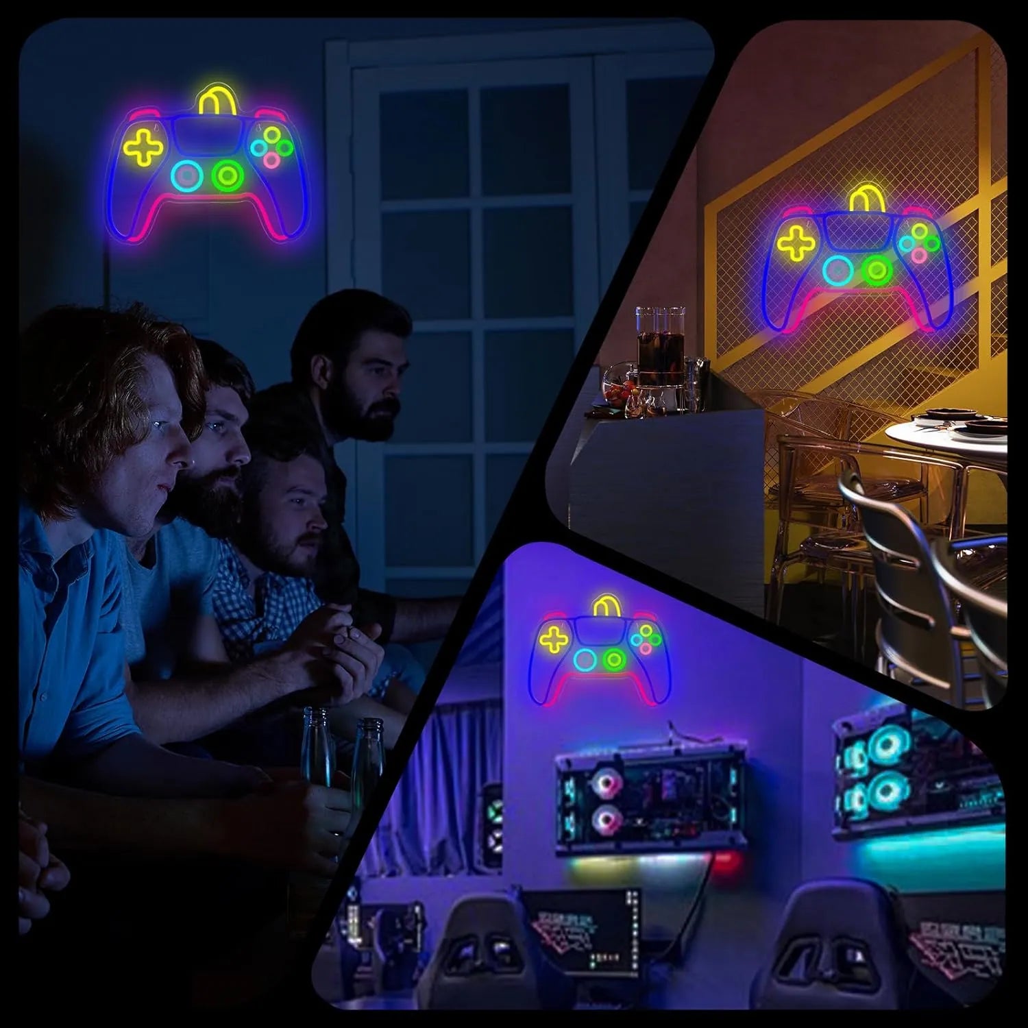 Colorful Gamepad Neon Wall Decor for Gamers