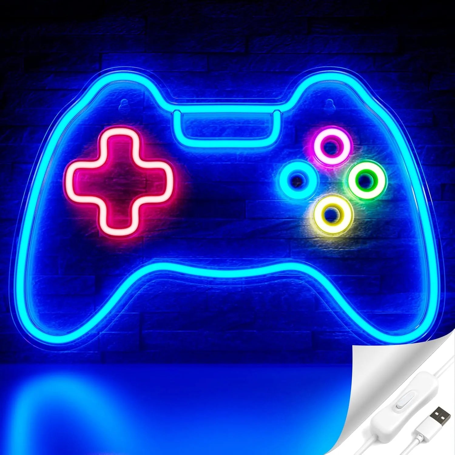 Neon Gaming Controller Wall Decor for Streamers