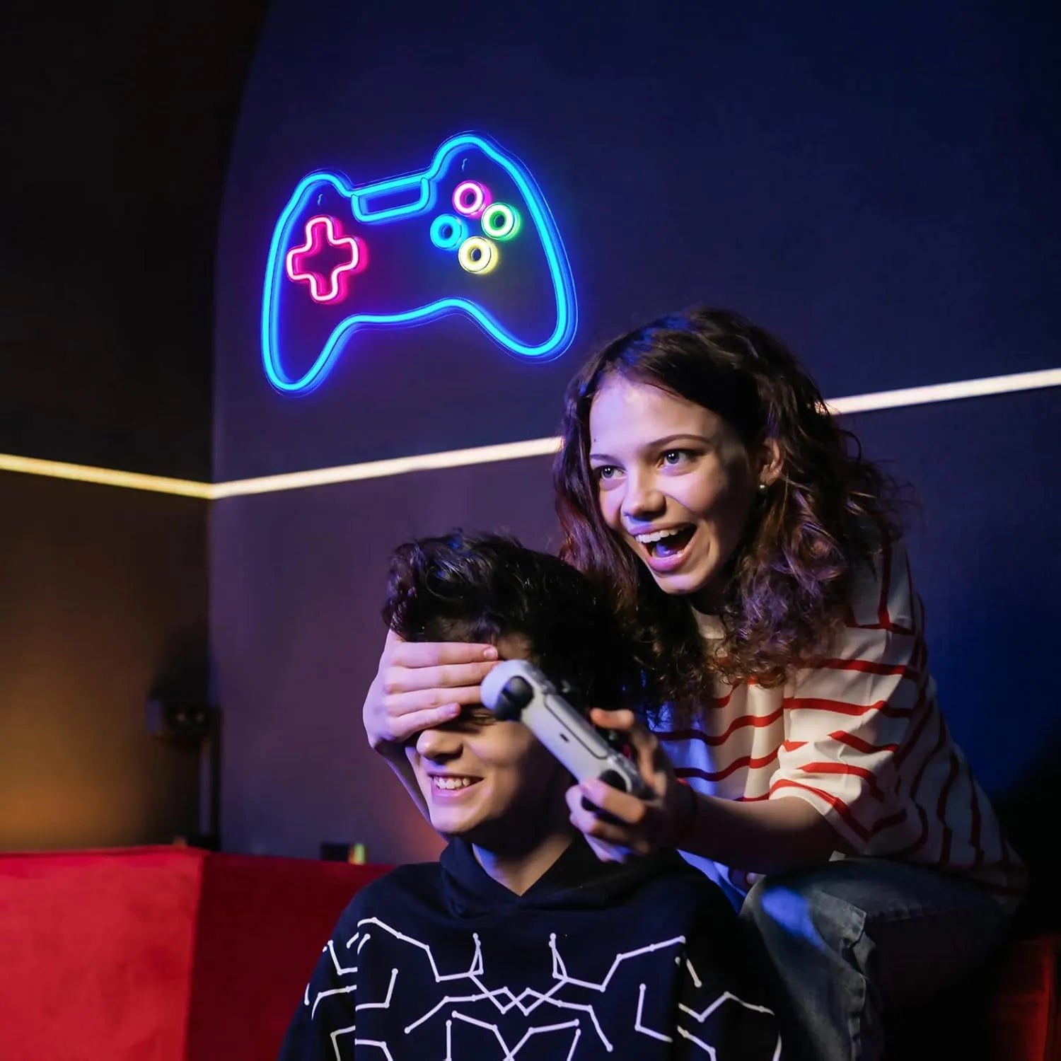 Neon Gaming Controller Wall Decor for Streamers