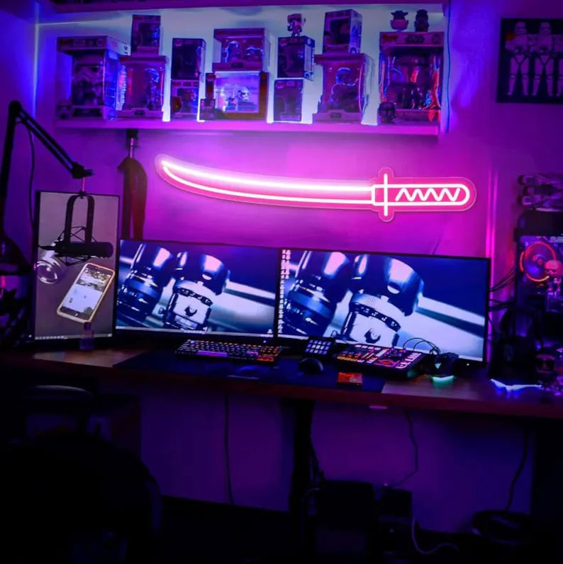 Katana LED Neon Sign: Japanese Anime Room Decor