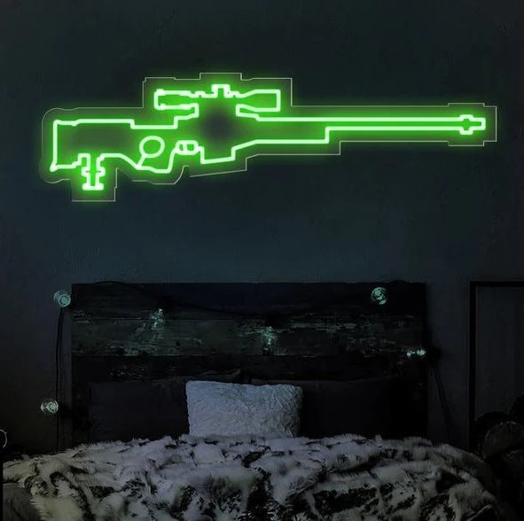 Sniper Rifle Gaming Neon Sign Board