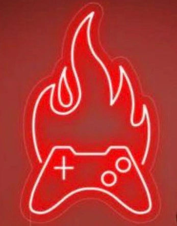 Flaming Controller – Red Gaming Neon Wall Sign Game Room