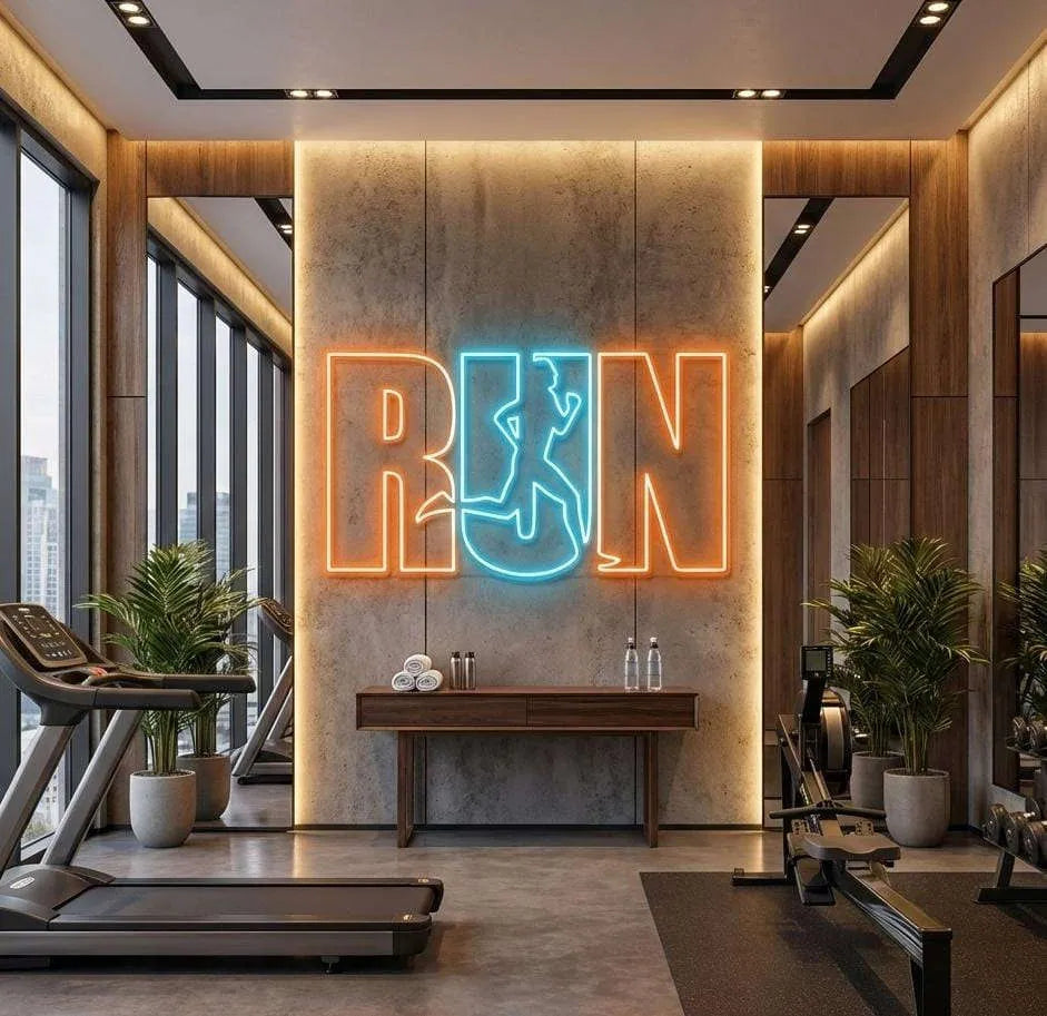 RUN LED Neon Sign for Gym & Fitness Studio Decor