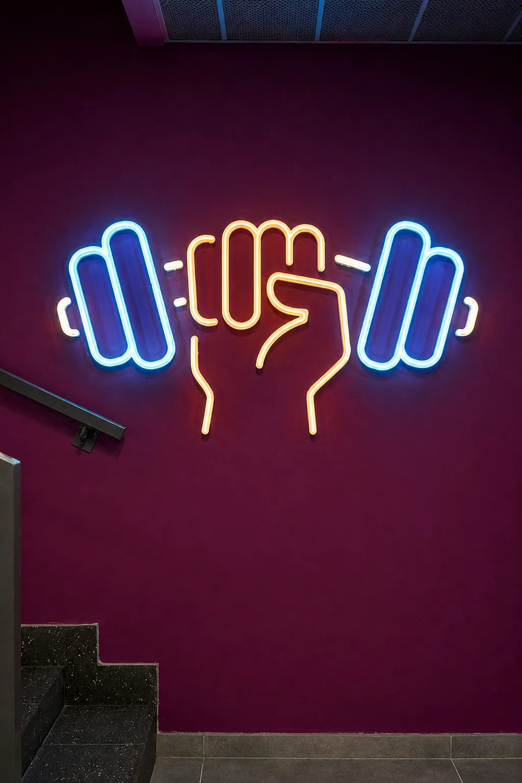 Strength Training LED Neon Sign | Dumbbell Gym Wall Decor