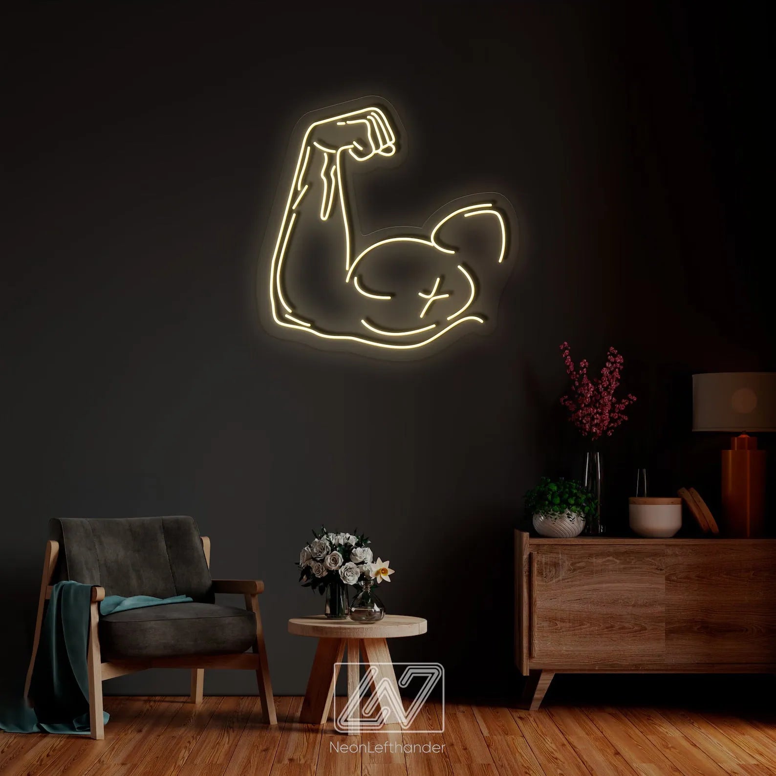 Flexing Arm Neon Sign for Fitness Studio Wall Decor