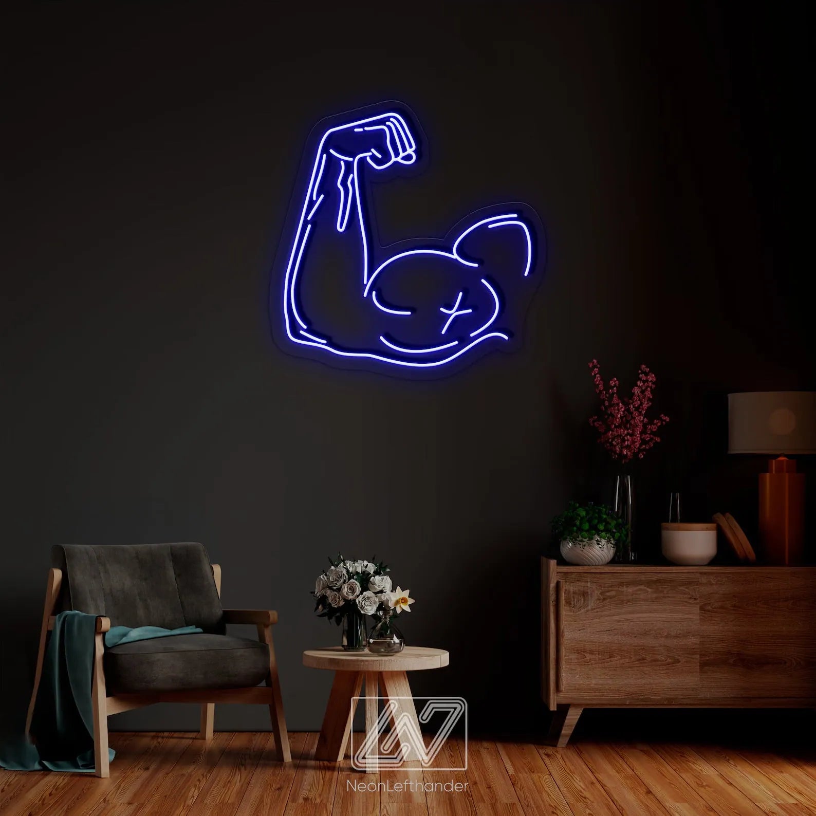 Flexing Arm Neon Sign for Fitness Studio Wall Decor