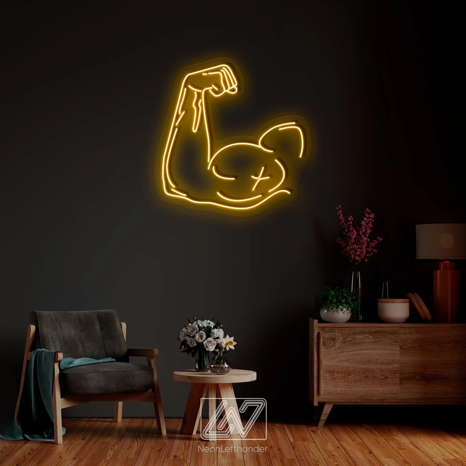 Flexing Arm Neon Sign for Fitness Studio Wall Decor