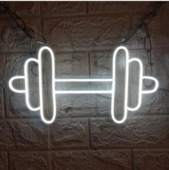 Dumbbell LED Neon Wall Decor for Workout Spaces