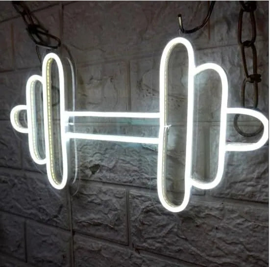 Dumbbell LED Neon Wall Decor for Workout Spaces