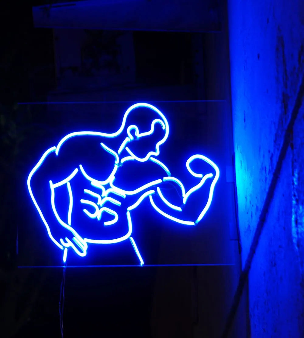 Gym Motivation Bodybuilder Neon Light for Fitness Studios