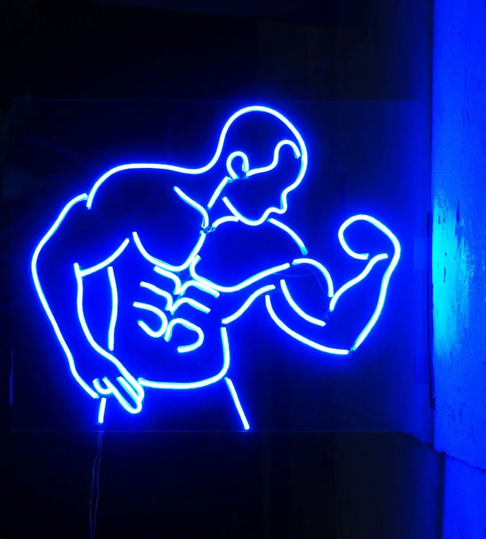 Gym Motivation Bodybuilder Neon Light for Fitness Studios