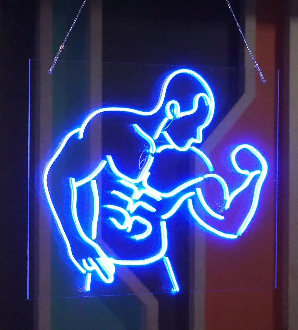Gym Motivation Bodybuilder Neon Light for Fitness Studios