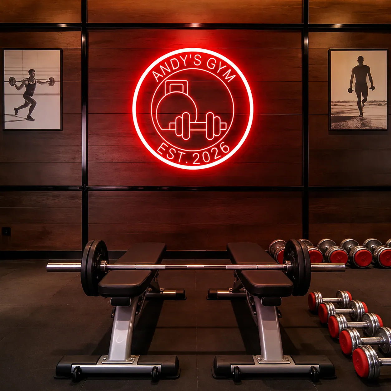Personalized Fitness Studio Neon Logo Display