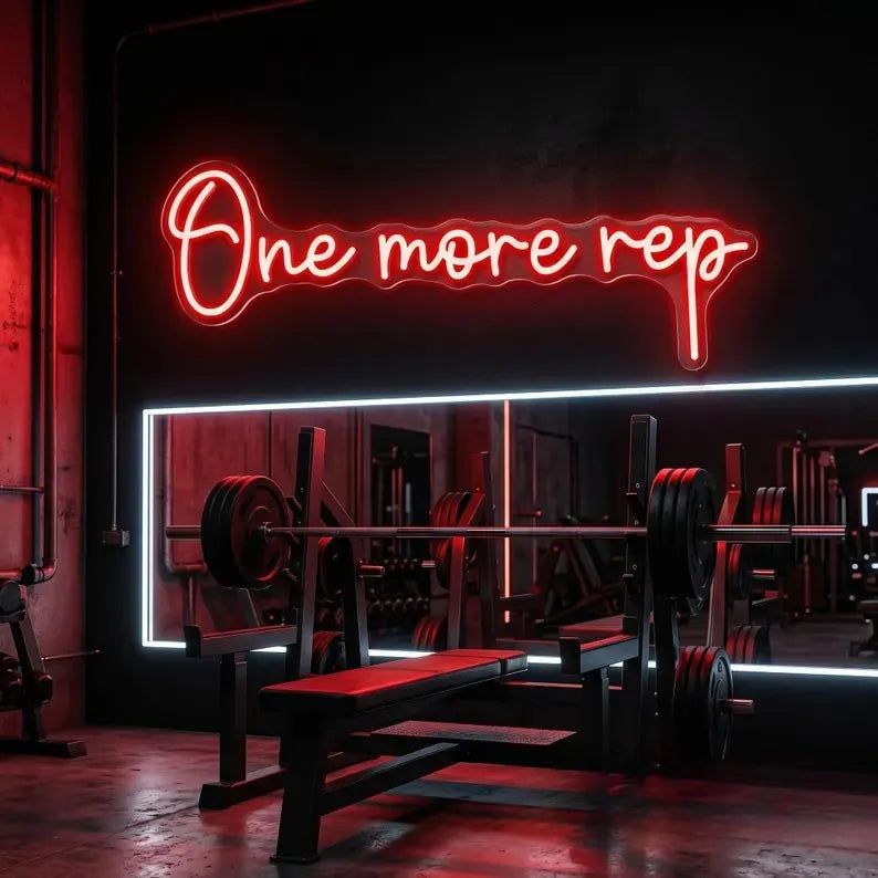 One More Rep Neon Light Workout Motivation Sign
