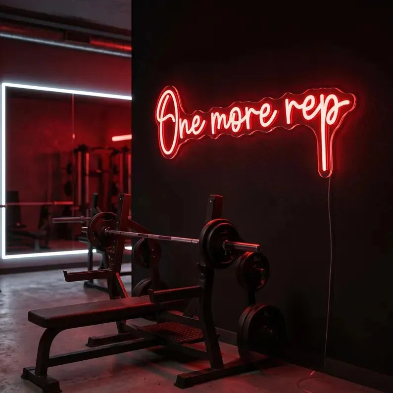 One More Rep Neon Light Workout Motivation Sign