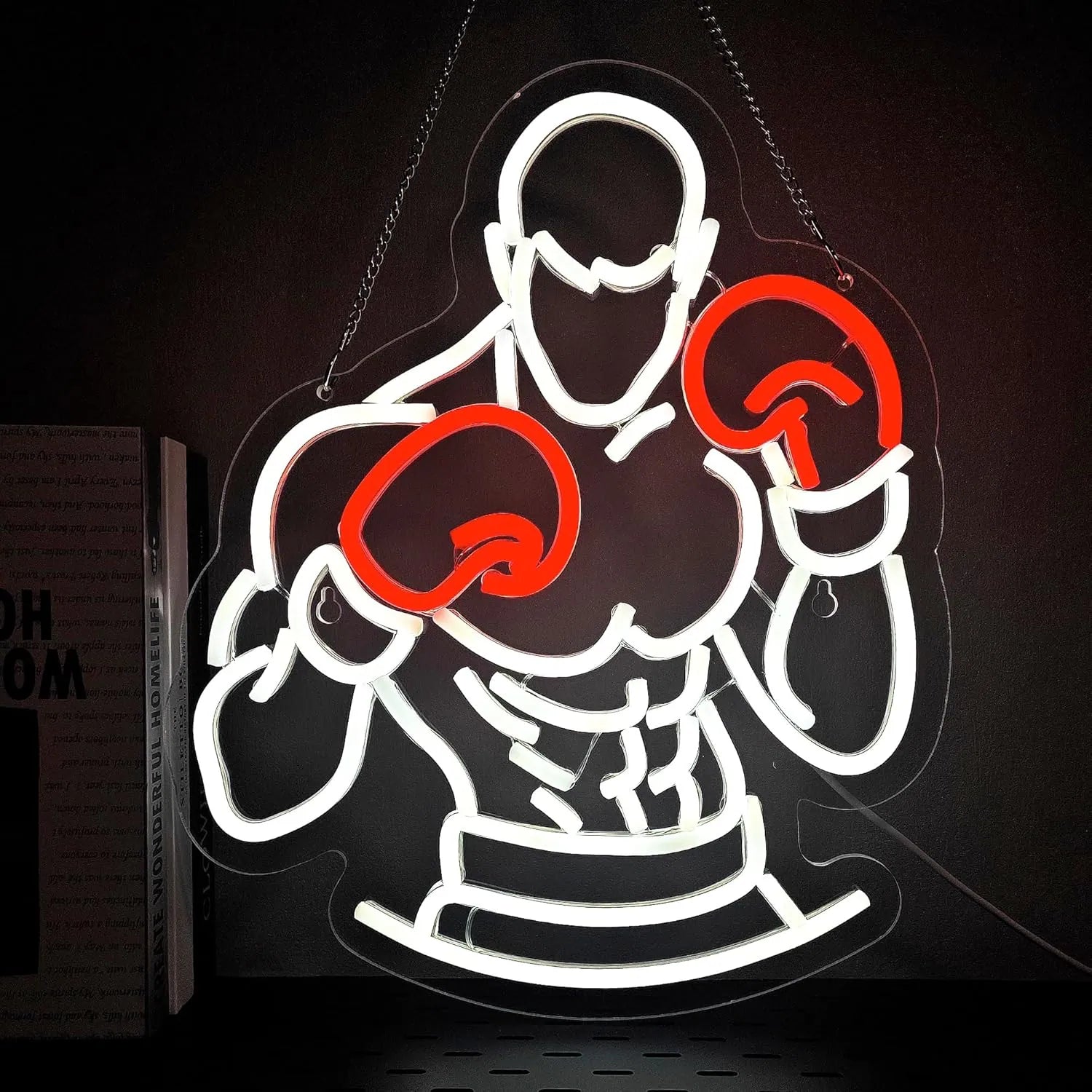 Boxer Silhouette Neon Light Wall Art