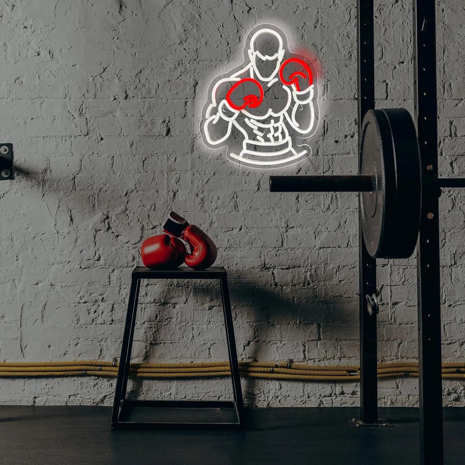 Boxer Silhouette Neon Light Wall Art
