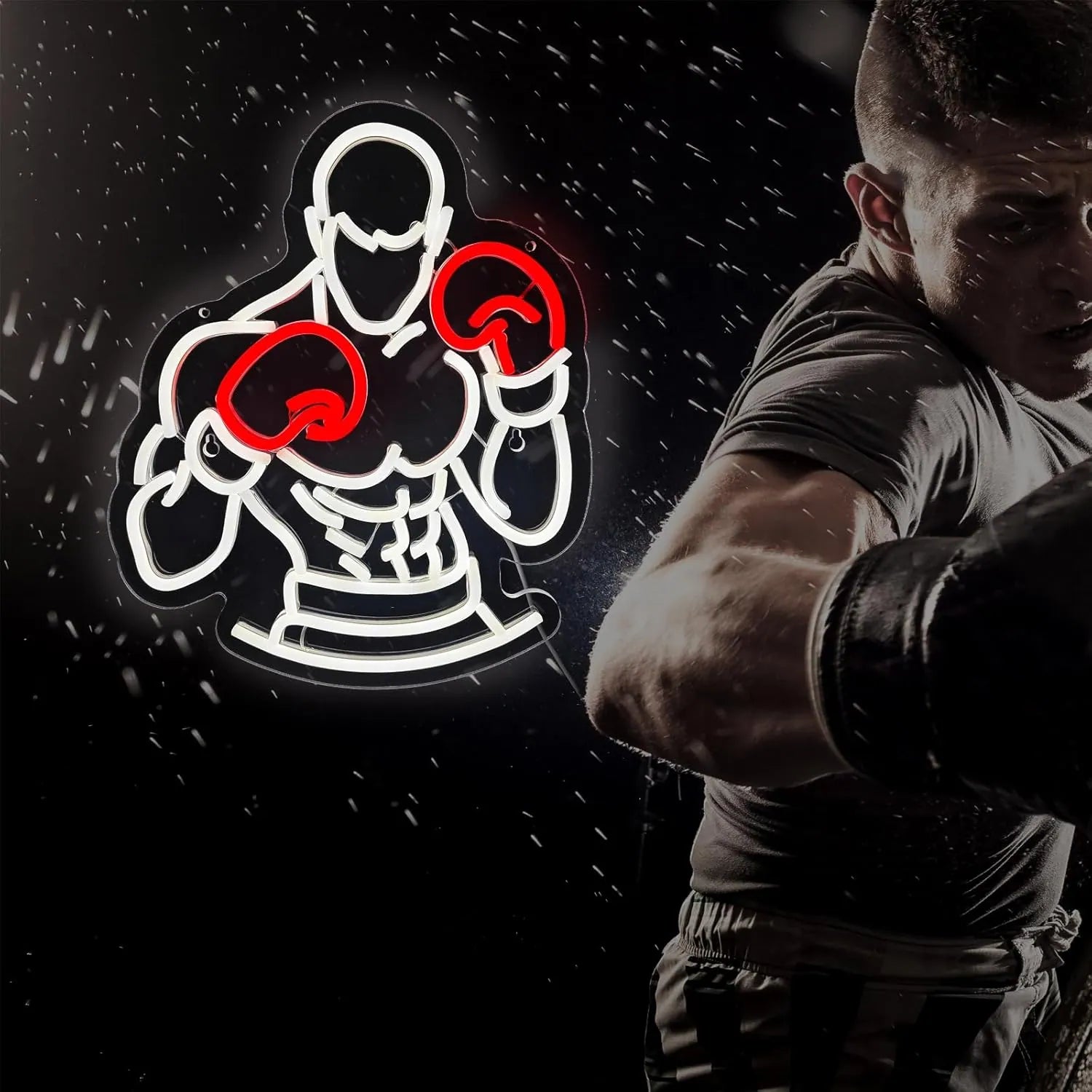 Boxer Silhouette Neon Light Wall Art