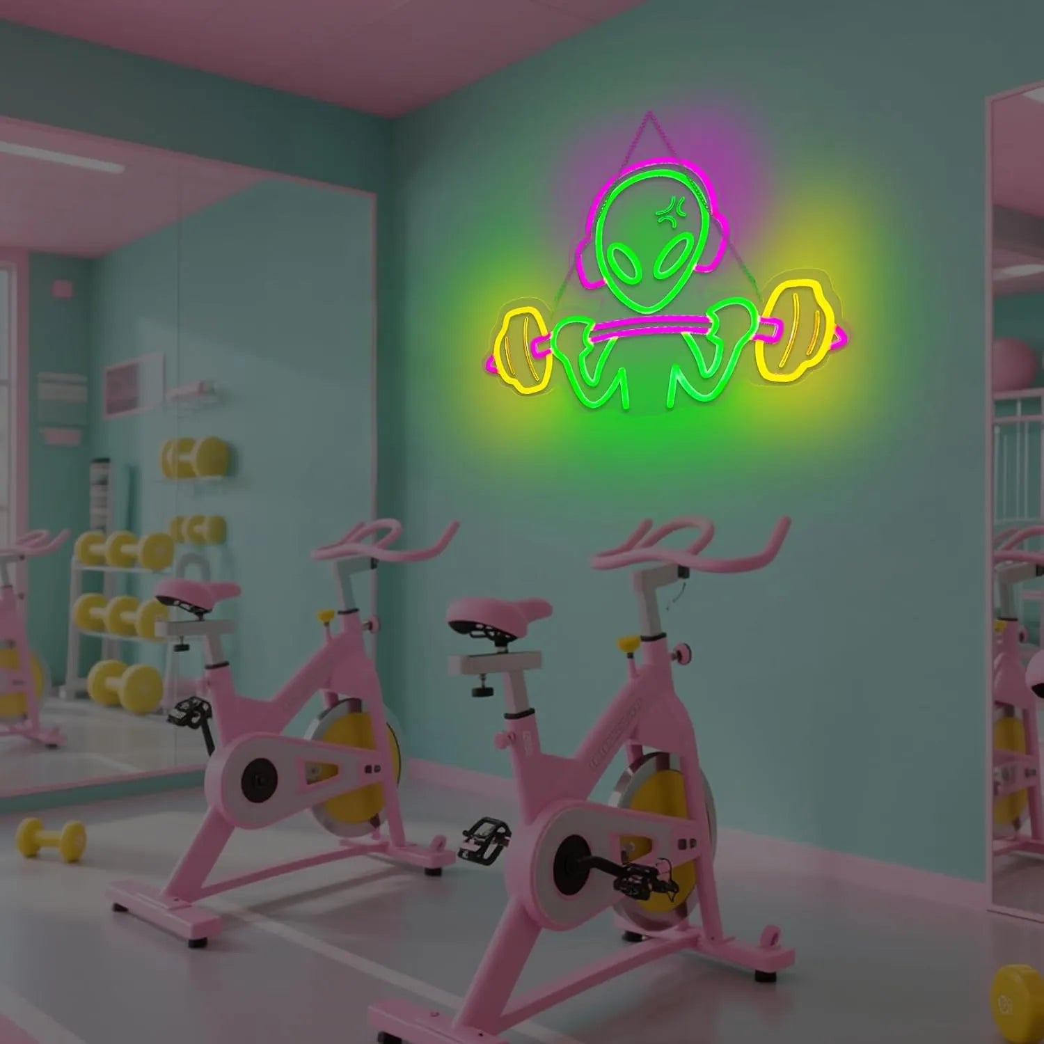 Alien Weightlifting LED Neon Sign for Gym Decor