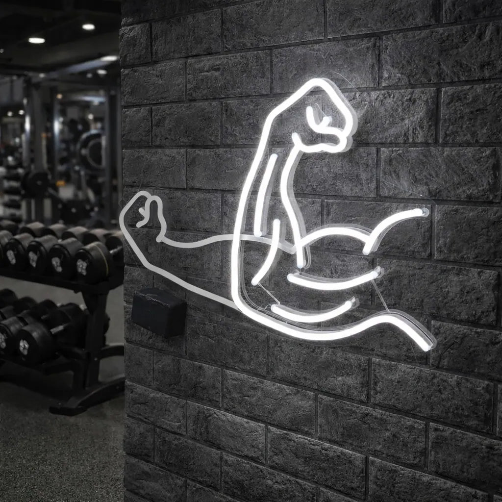 Flexing Arm Neon Light for Home Gym & Fitness Studio