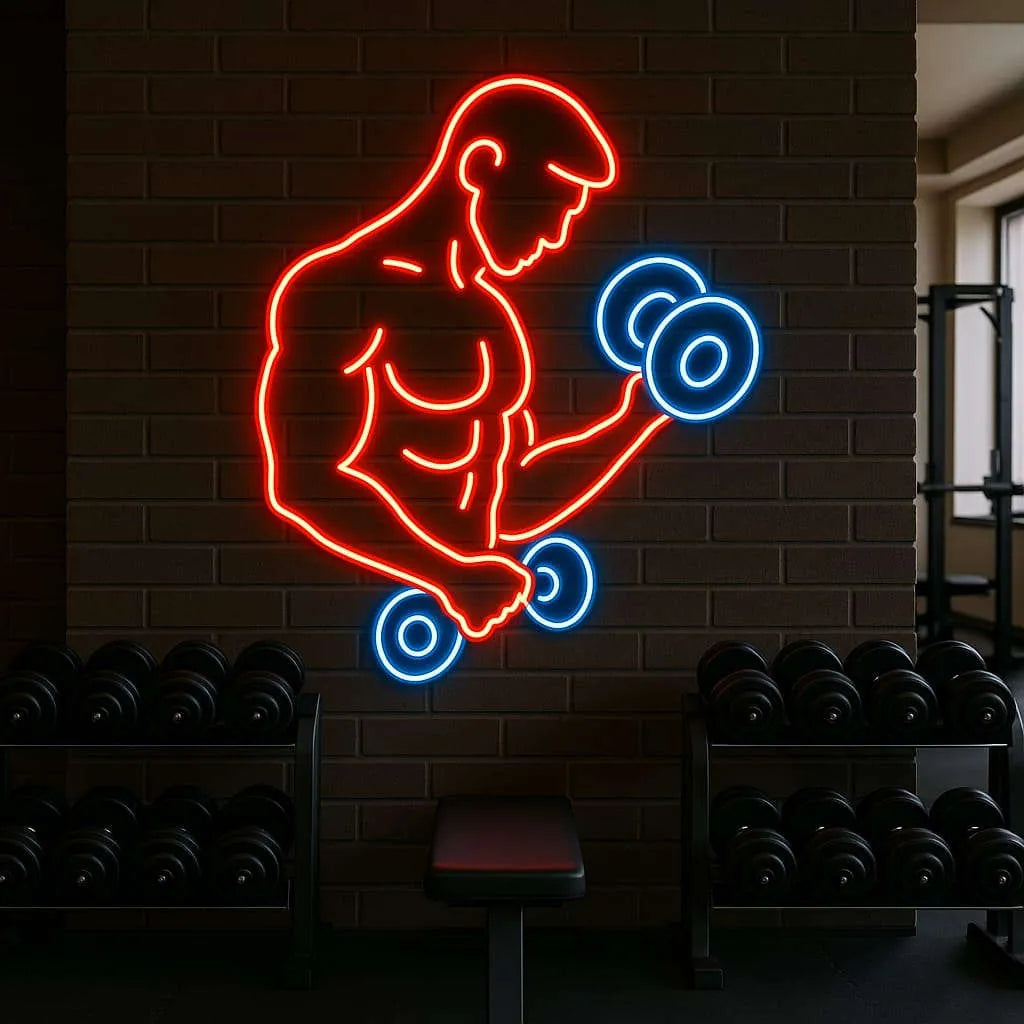 Bodybuilder LED Neon Sign for Gym Wall Decor