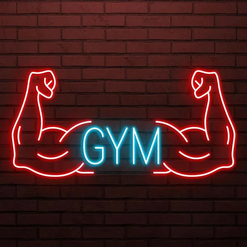 Gym and Muscle Arms LED Wall Decor