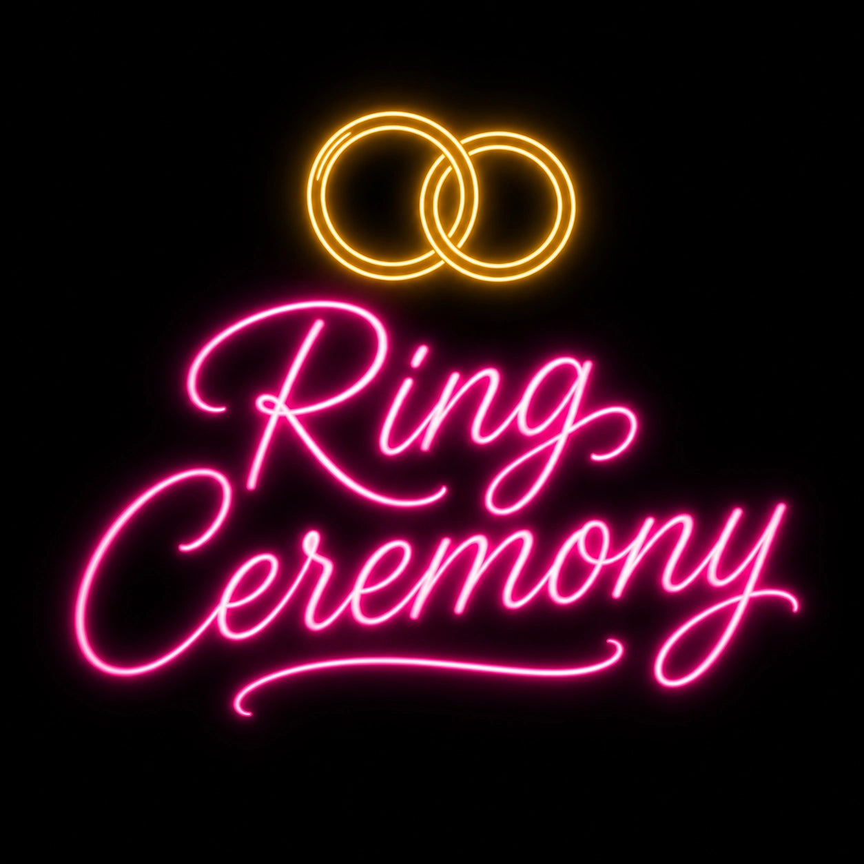 Golden Rings Pink Ring Ceremony Neon Sign