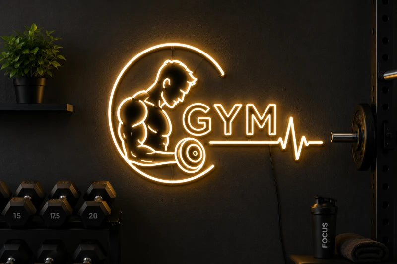 Gym Dumbbell Neon Sign