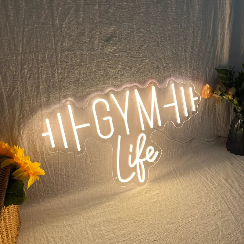 Gym Life Barbell Neon Sign