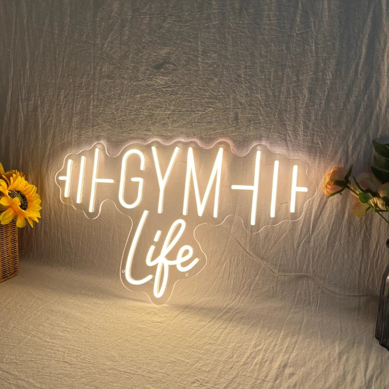 Gym Life Barbell Neon Sign