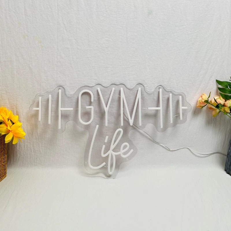 Gym Life Barbell Neon Sign